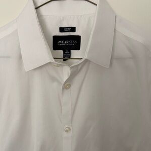 Kenneth Cole Awearness- Men's White Dress Shirt- 16-34/35 Slim Fit- Non Iron